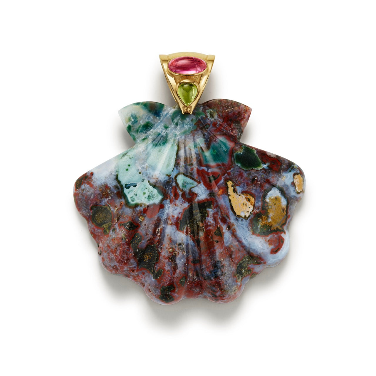Extra Large Agate Scallop Shell Pendant