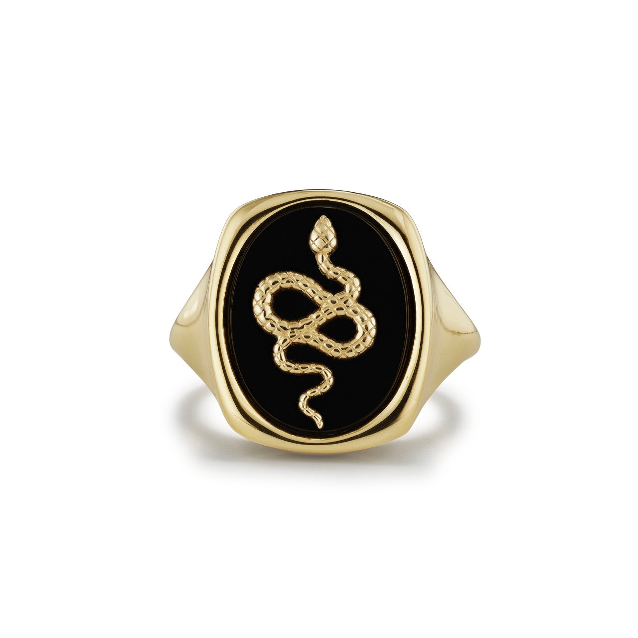 Black Onyx Serpent Signet Ring