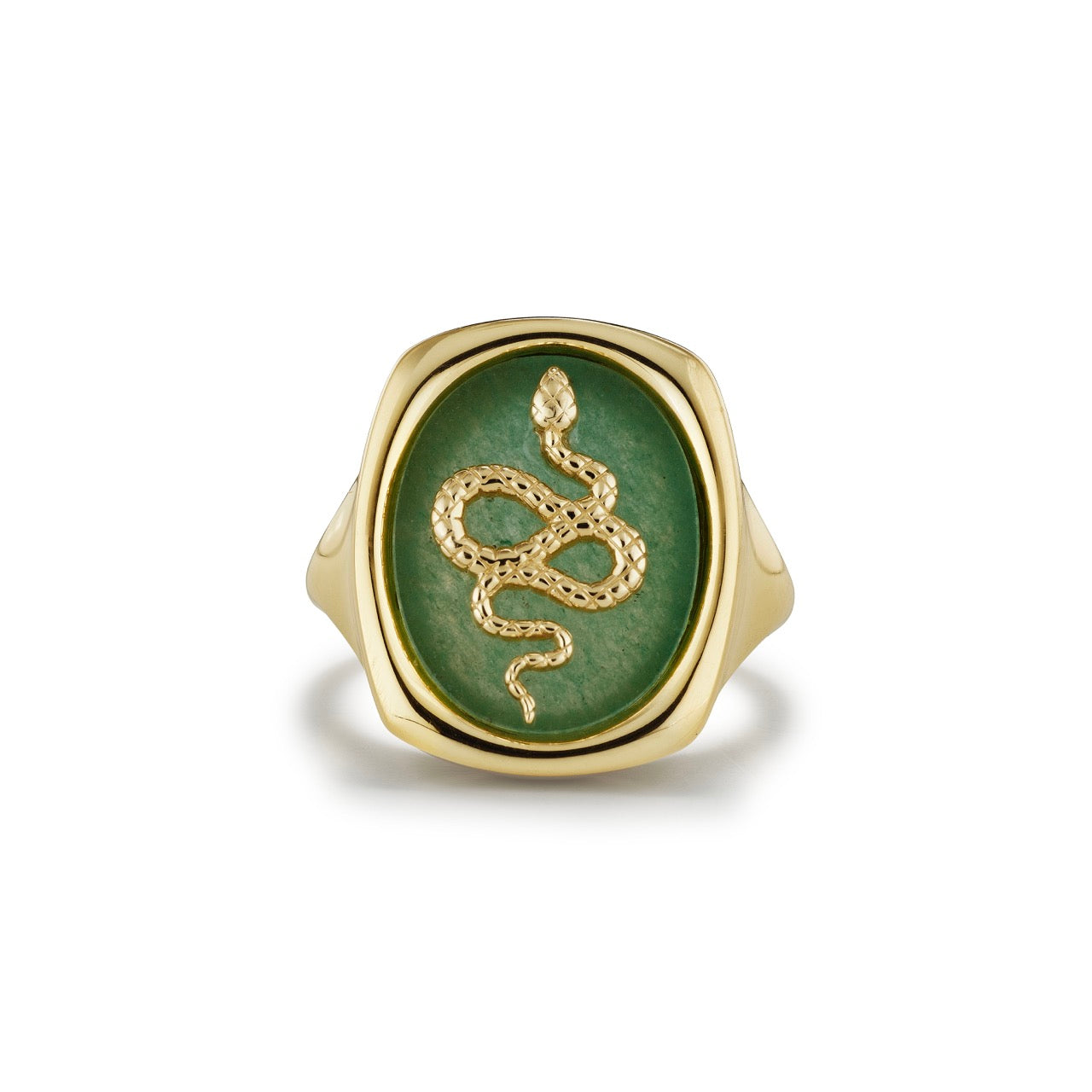 Green Aventurine Serpent Signet Ring