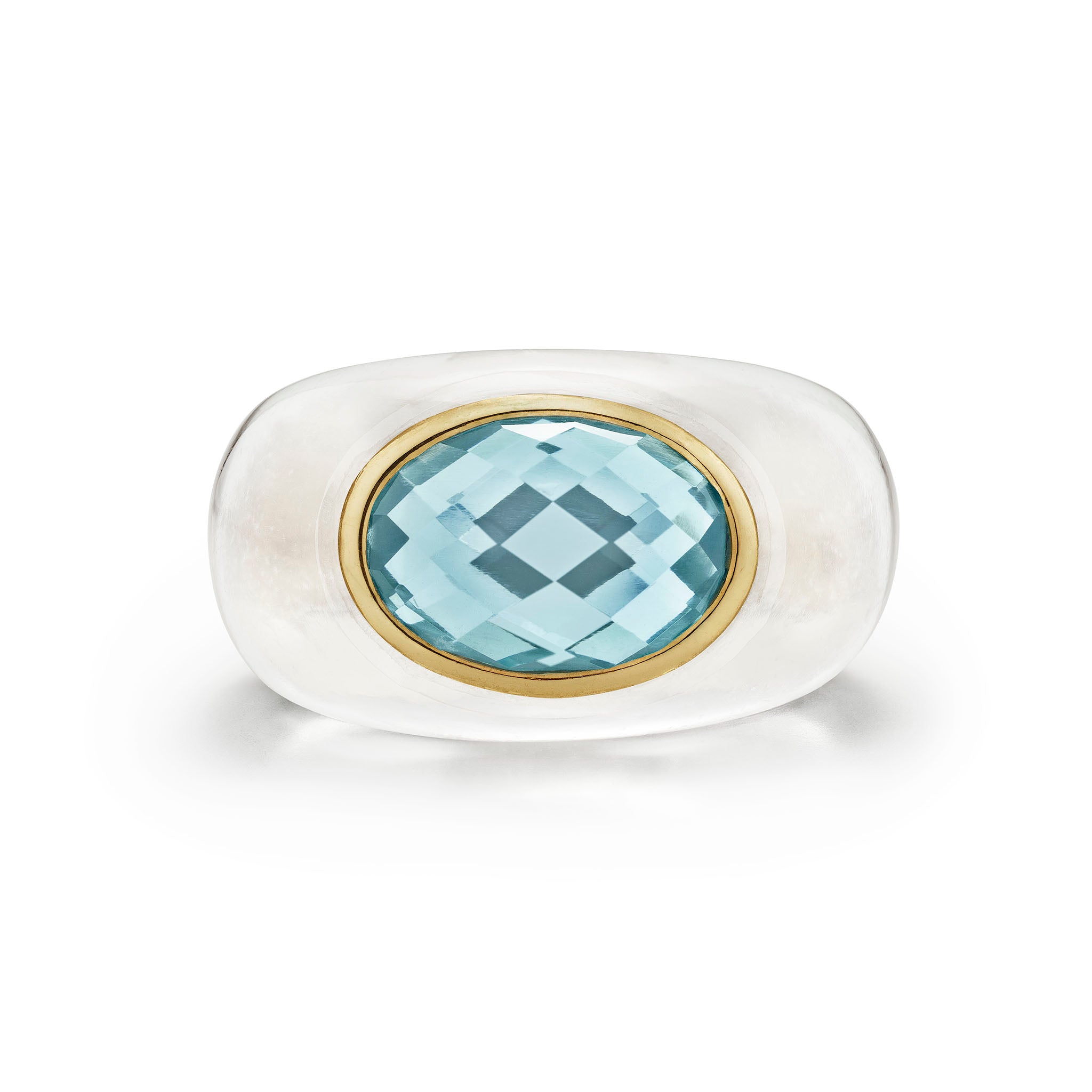 Sculptural Crystal/Sky Blue Topaz Gemstone Stone Ring