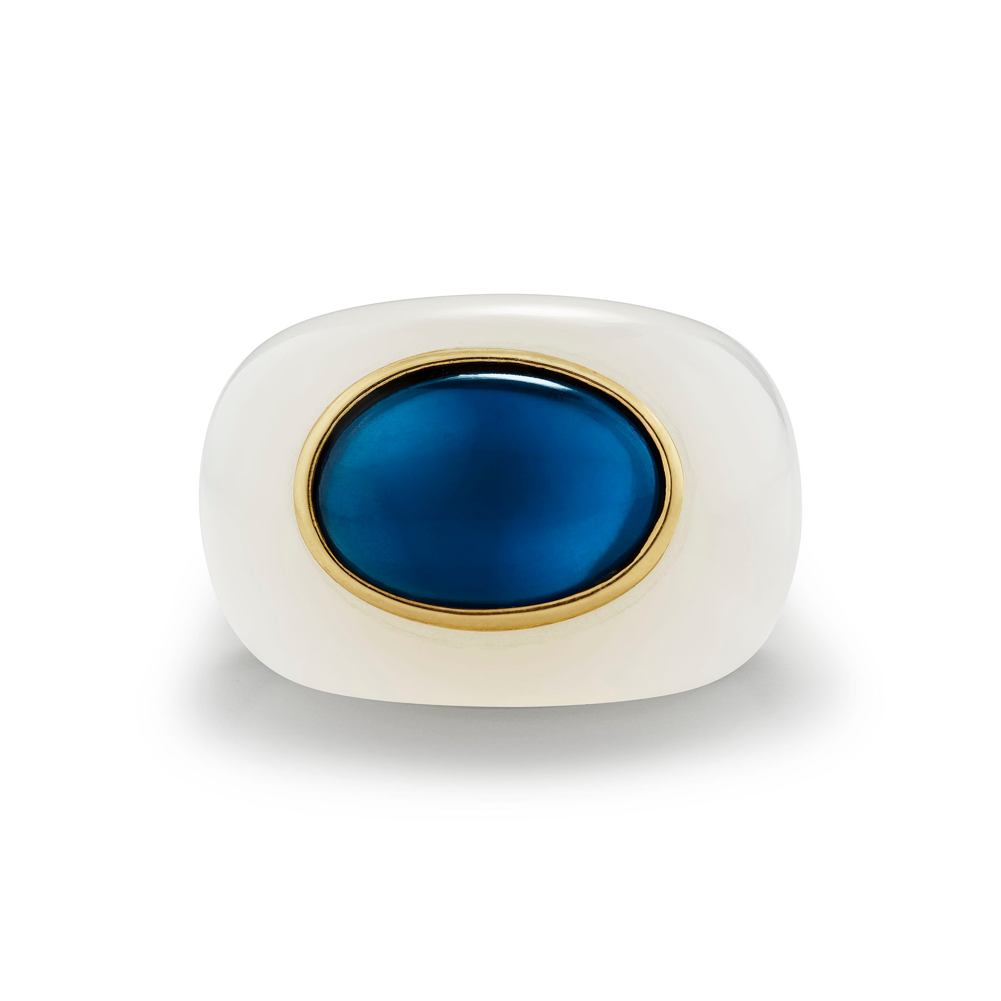 Sculptural White Onyx/London Blue Topaz Stone Ring