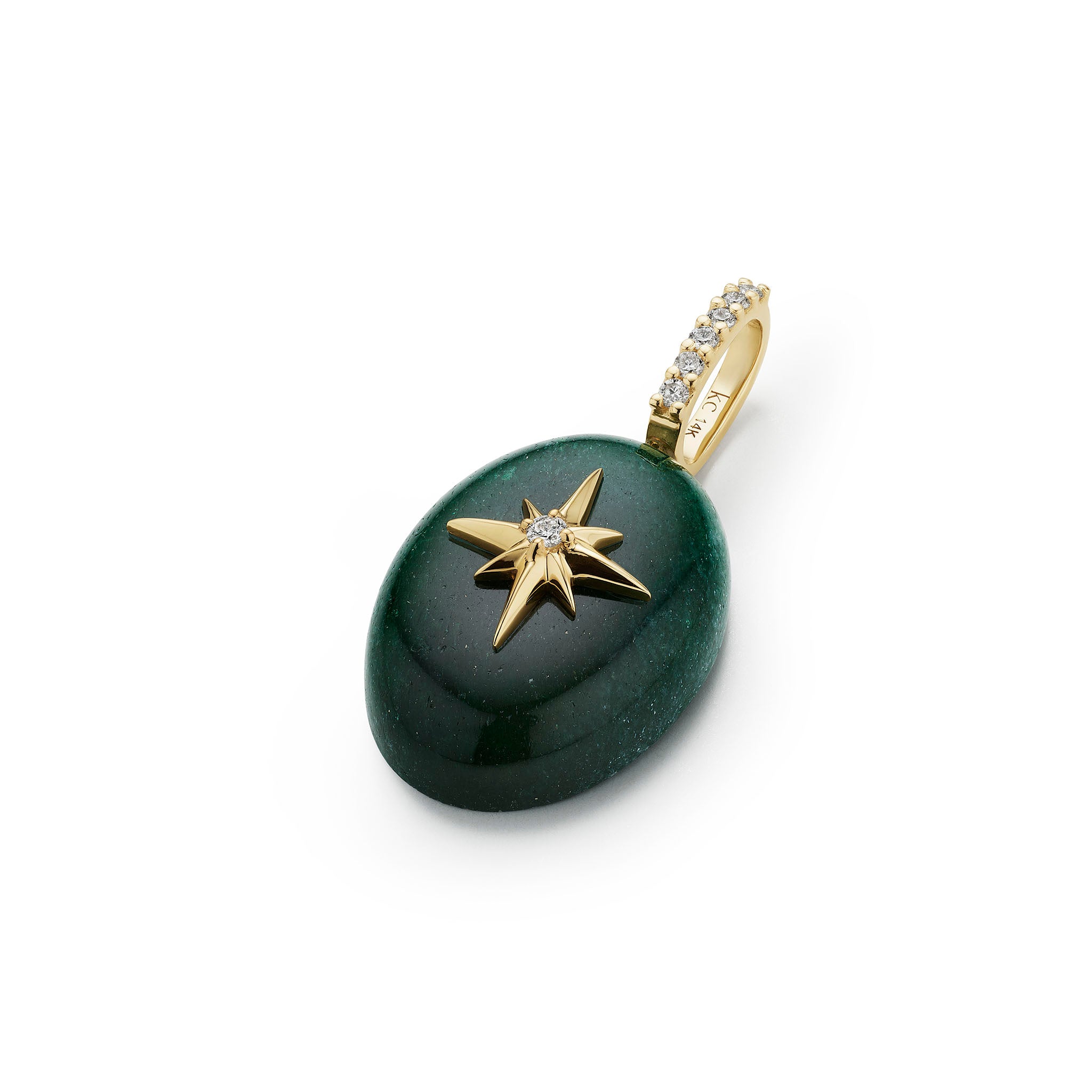 Small Oval Starburst Cabochon Pendant- Green Aventurine