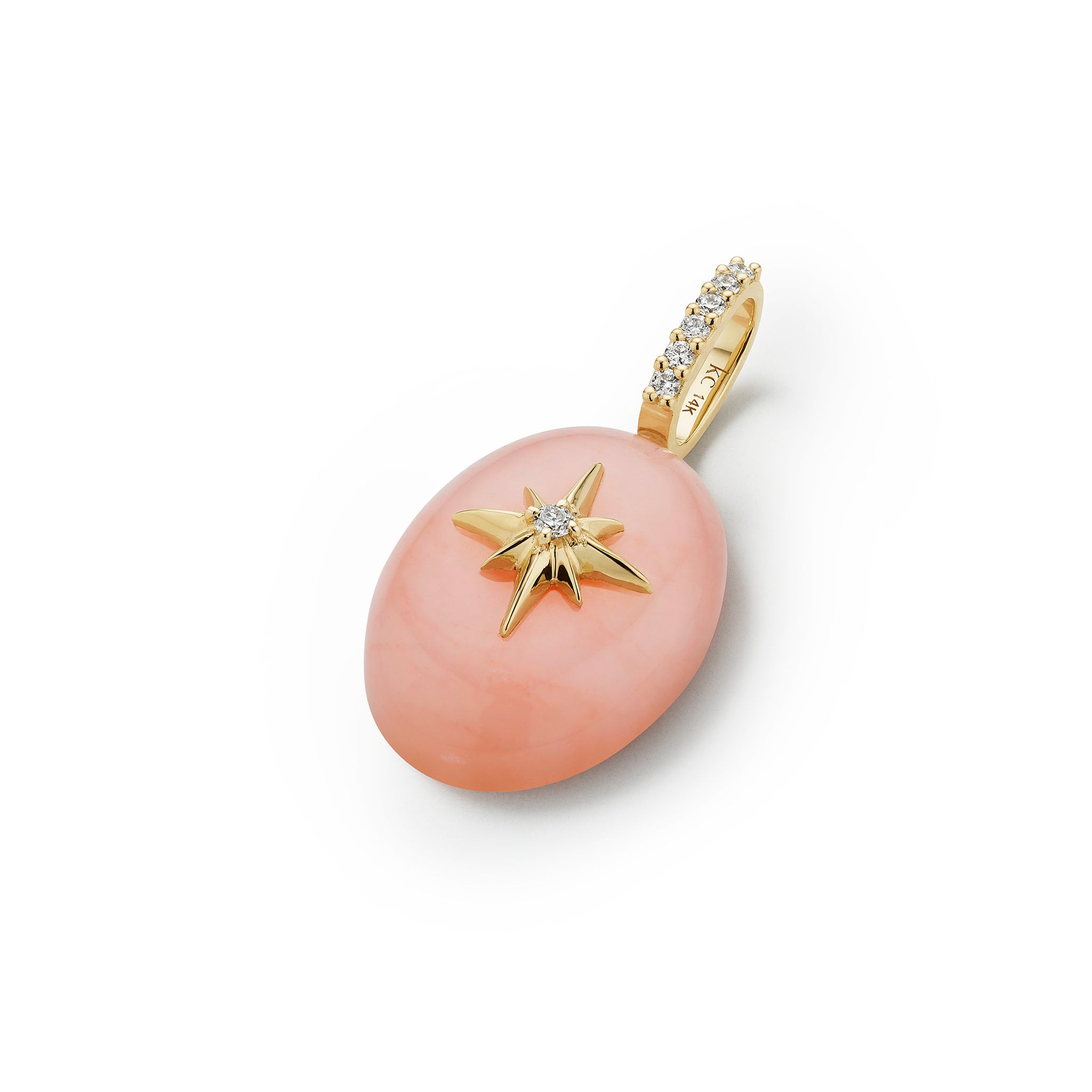 Small Oval Starburst Cabochon Pendant-Pink Opal