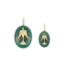 Load image into Gallery viewer, Green Aventurine Large Oval Cabochon Dove Pendant