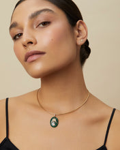 Load image into Gallery viewer, Green Aventurine Large Oval Cabochon Dove Pendant