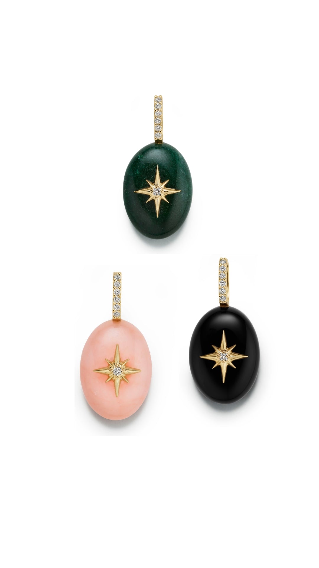 Small Oval Starburst Cabochon Pendant- Green Aventurine