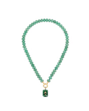 Load image into Gallery viewer, Green beaded necklace with a pendant on a white background