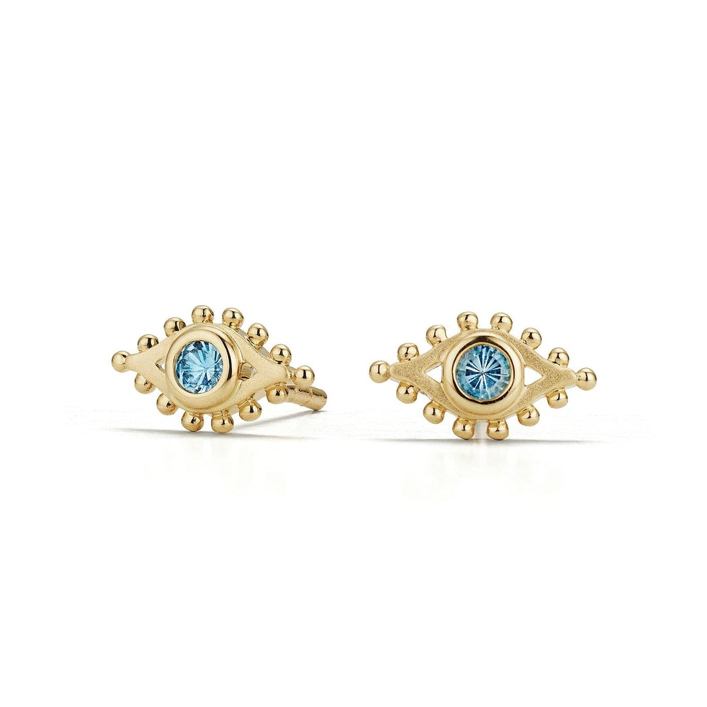 Aquamarine Evil Eye Studs