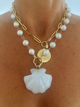 Load image into Gallery viewer, Extra Large White Onyx Scallop Shell Pendant