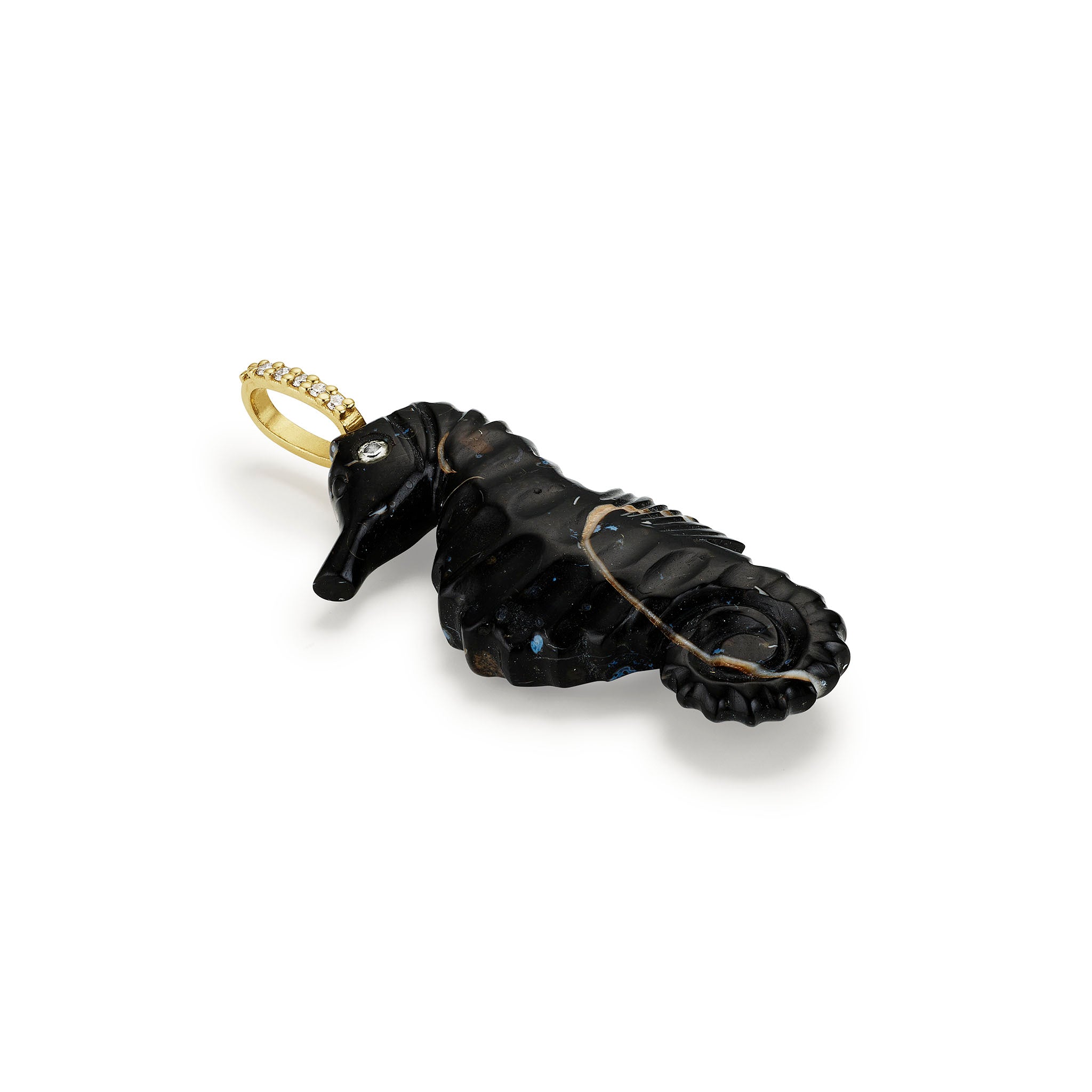 Black Calcite Seahorse Pendant-angle