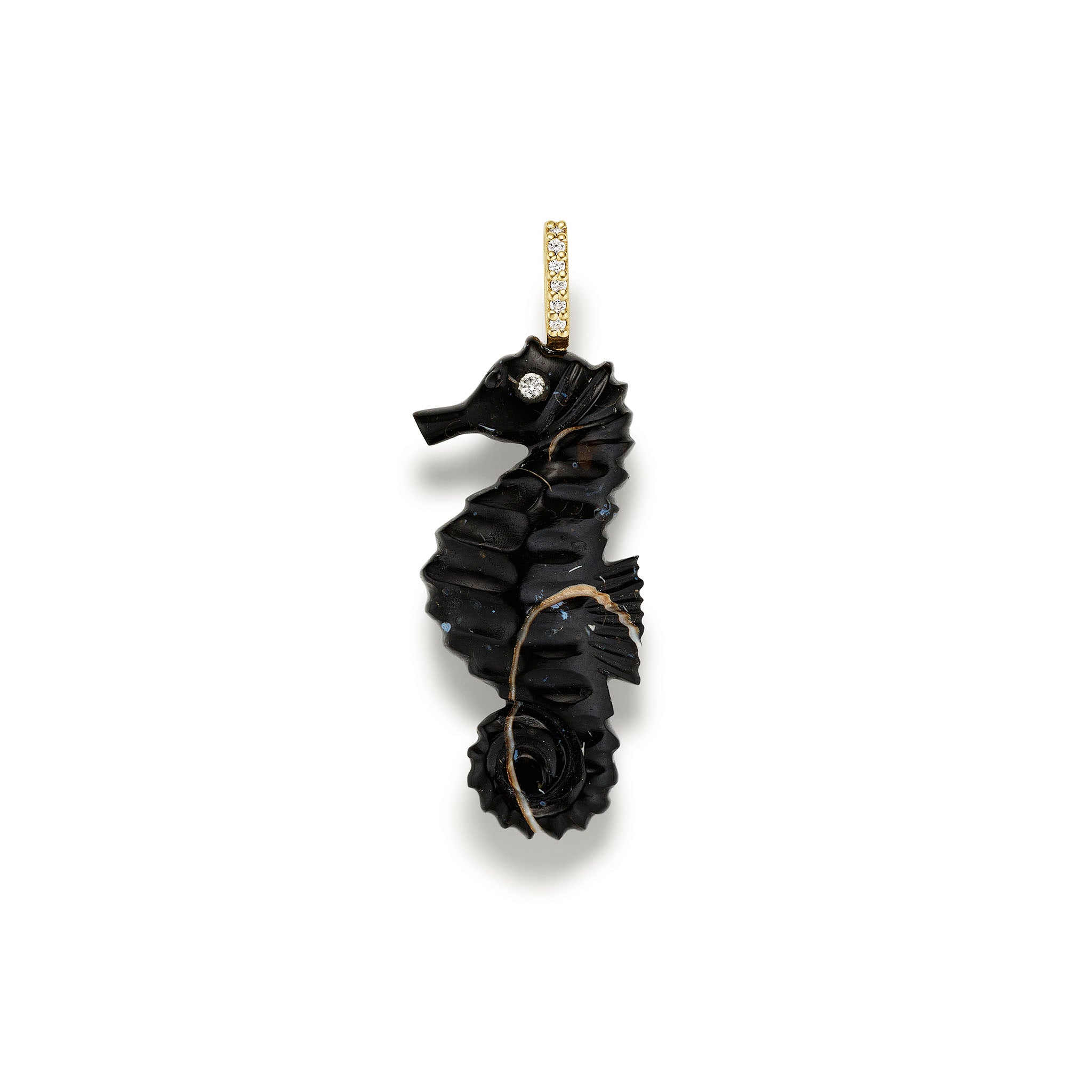 Black Calcite Seahorse Pendant