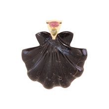 Load image into Gallery viewer, Extra large black calcite scallop shell pendant
