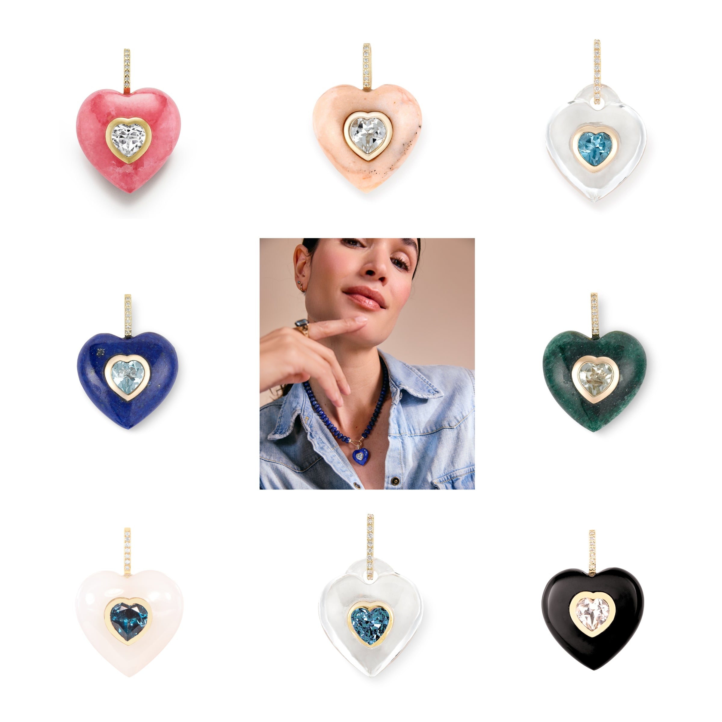 Gemstone-Heart-Pendants