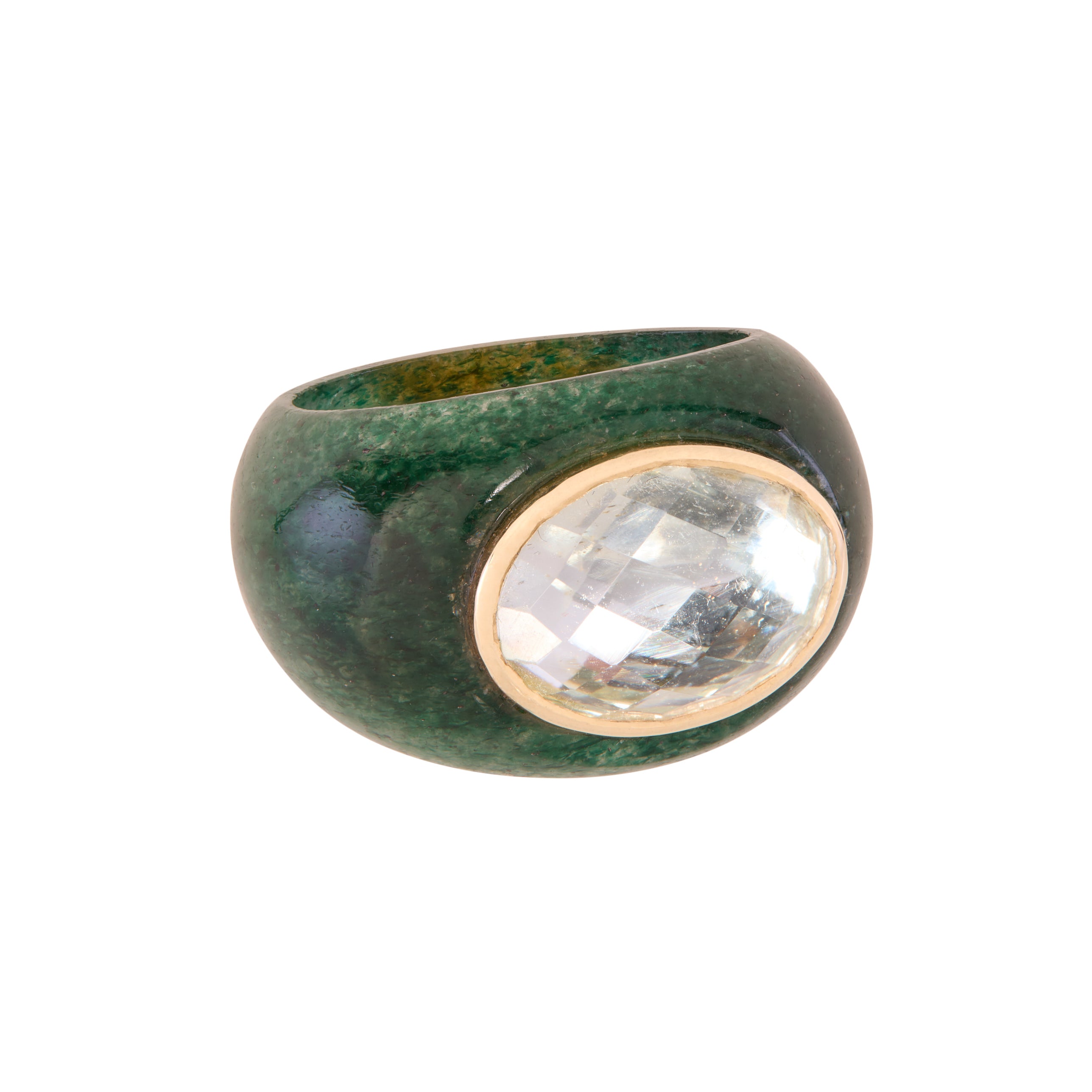 Sculptural Green Aventurine Stone Ring