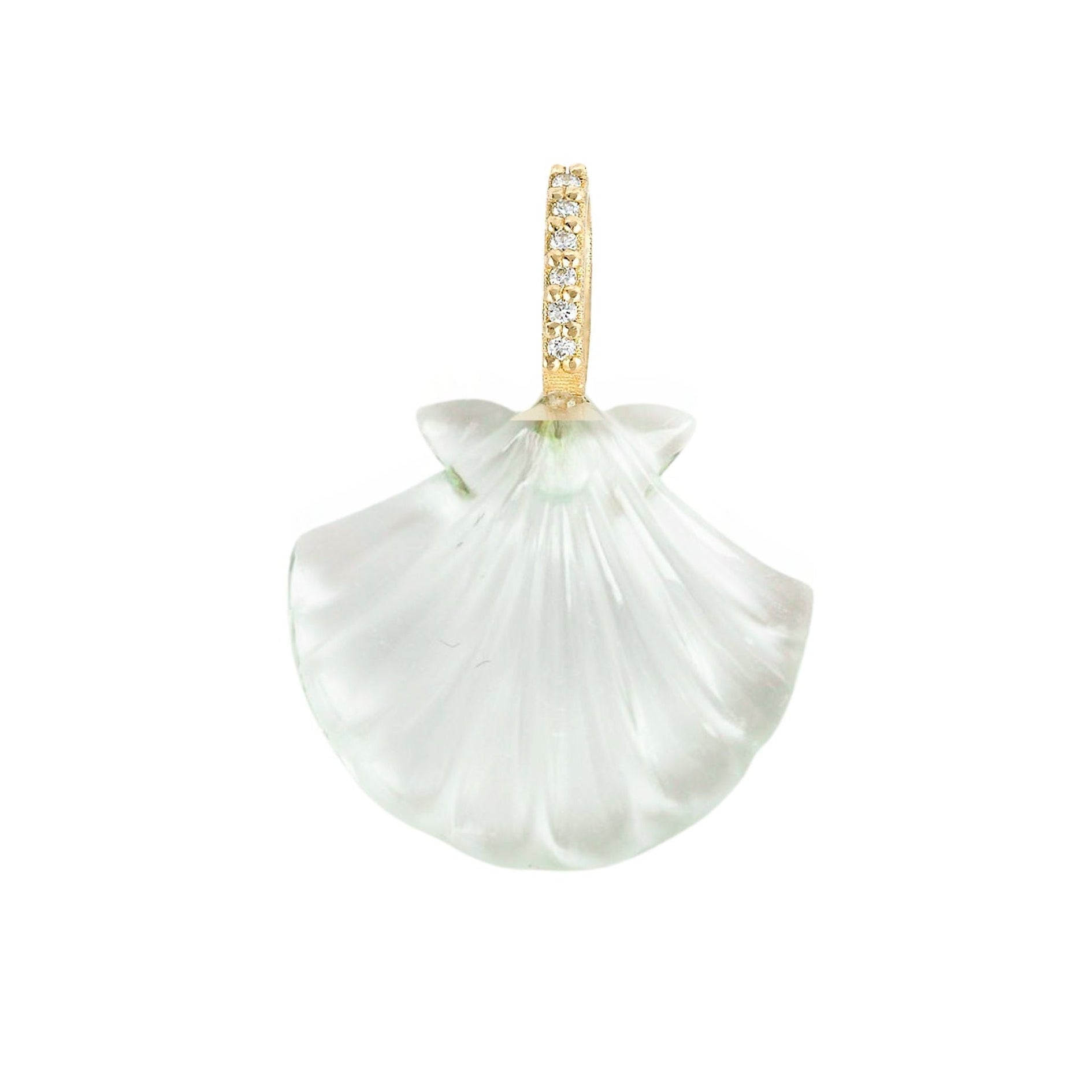 Green Amethyst Scallop Shell Pendant