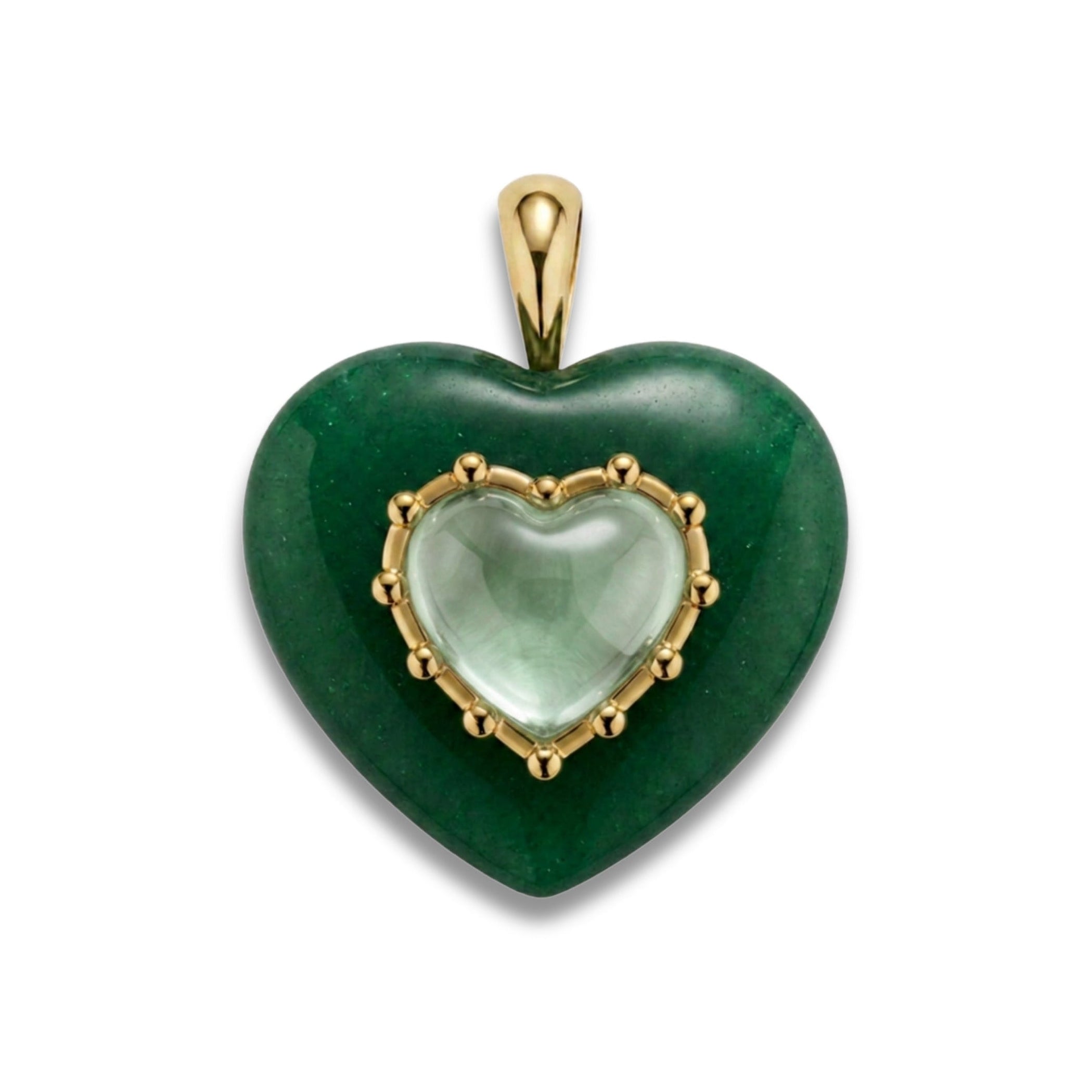 Green Aventurine/Amethyst Sacred Heart Pendant