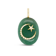 Load image into Gallery viewer, Green Aventurine Large Moon & Star Oval Cabochon Pendant