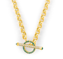 Load image into Gallery viewer, Rolo Chain w/Emerald Charm Lock & Diamond Toggle