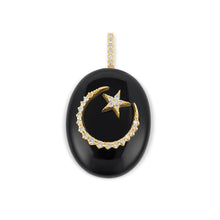 Load image into Gallery viewer, Black Onyx Large Moon & Star Oval Cabochon Pendant