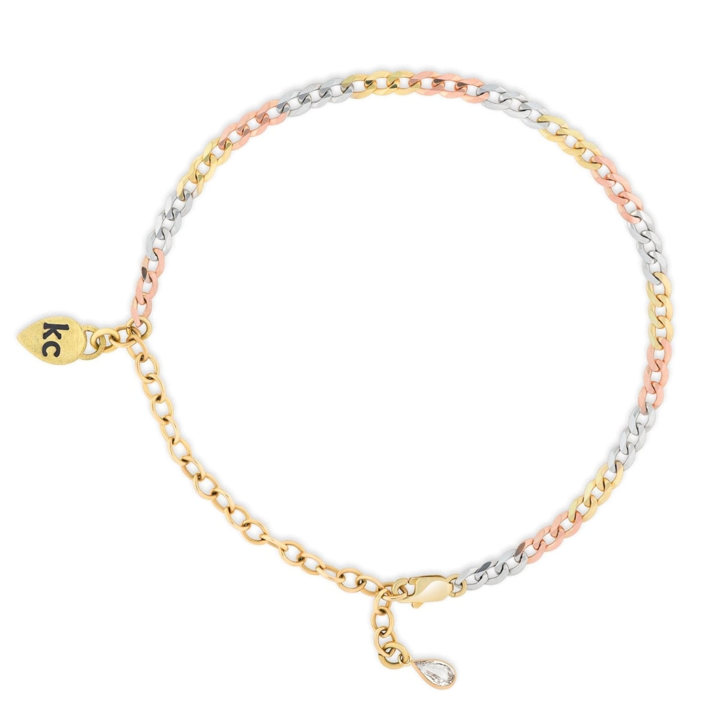 Tri Color Curb Chain Bracelet
