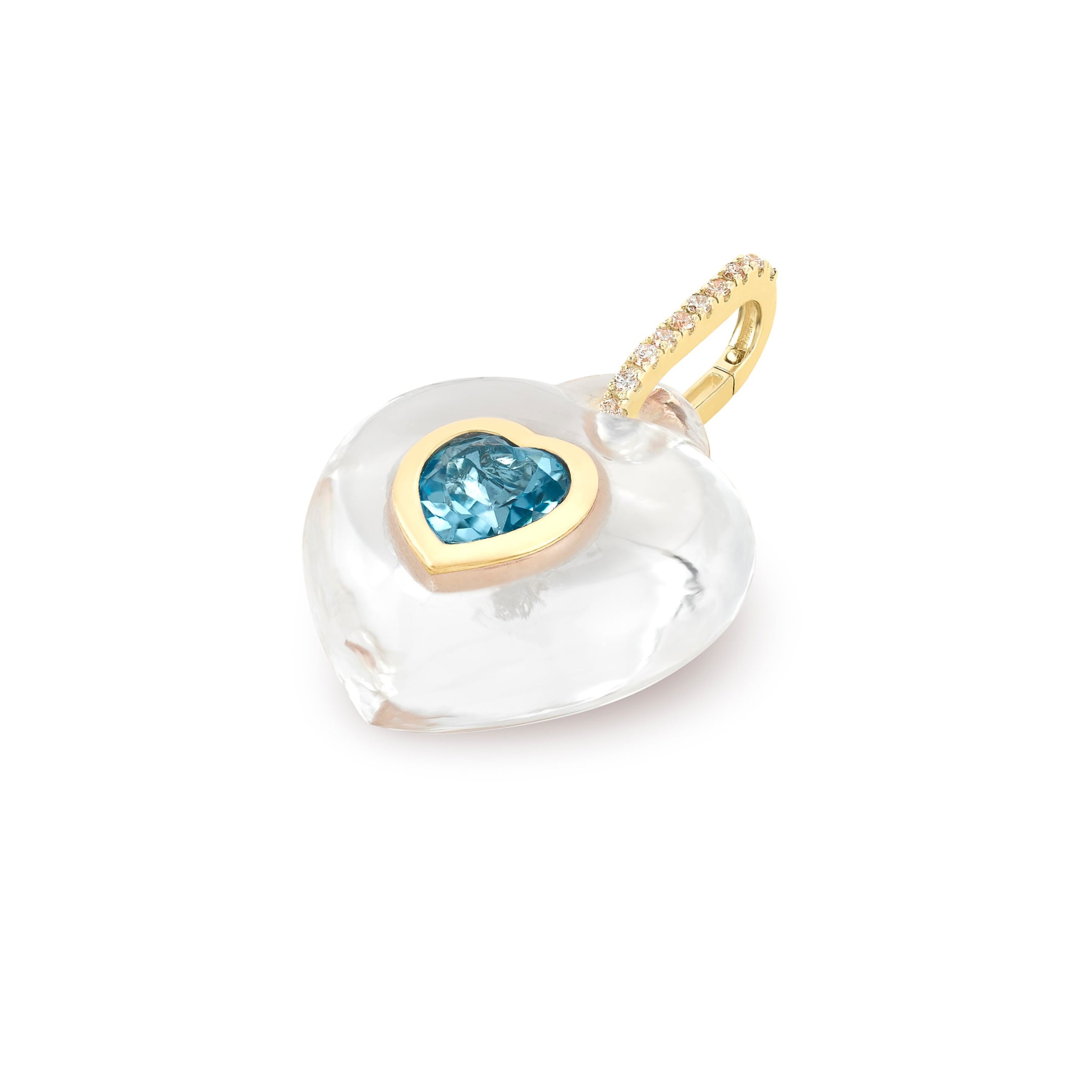 Crystal Heart Pendant - Swiss Blue Topaz