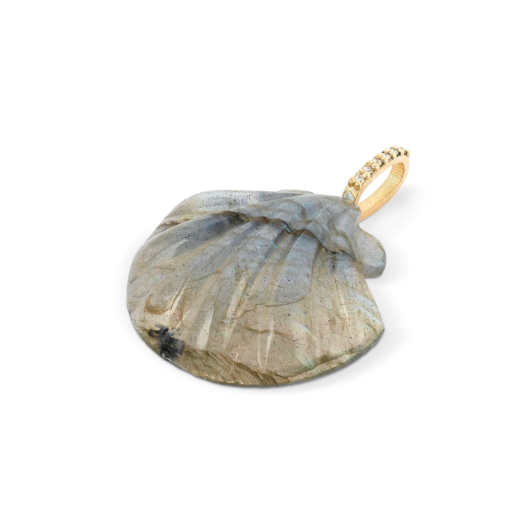 Labradorite Scallop Shell Pendant