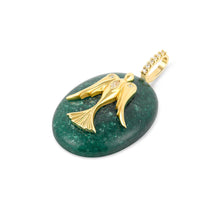 Load image into Gallery viewer, Green Aventurine Large Oval Cabochon Dove Pendant