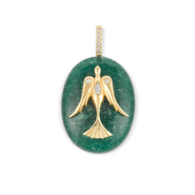 Load image into Gallery viewer, Green Aventurine Large Oval Cabochon Dove Pendant