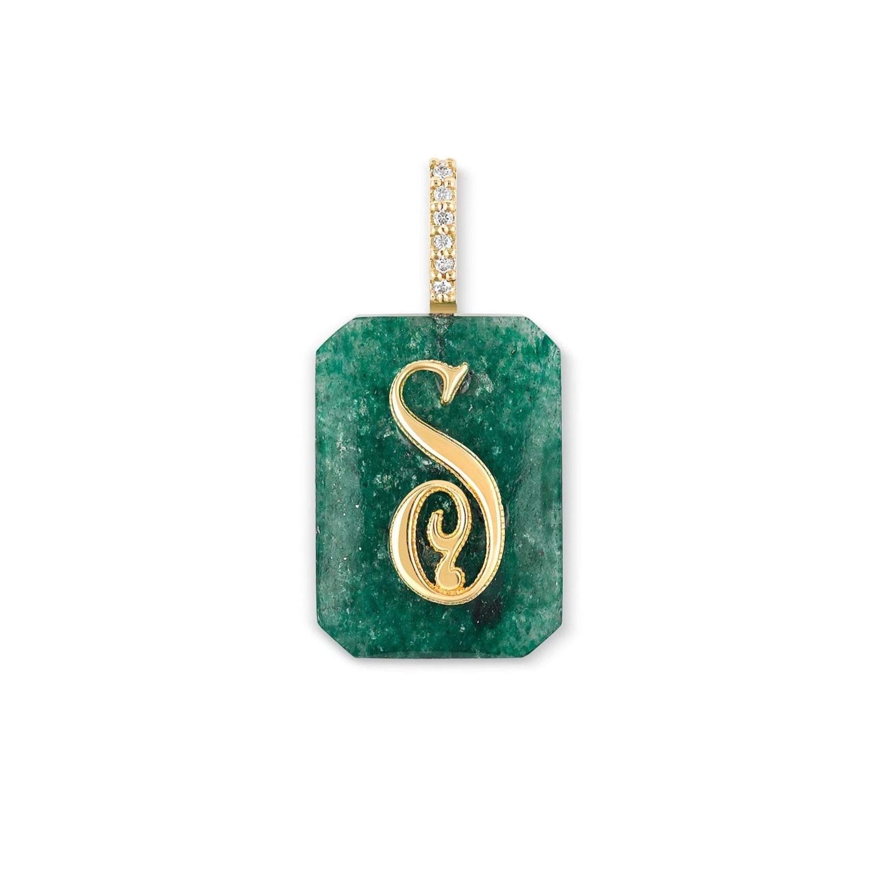 Small Emerald Cut Cabochon Monogram Pendant
