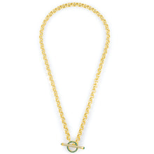 Load image into Gallery viewer, Rolo Chain w/Emerald Charm Lock & Diamond Toggle