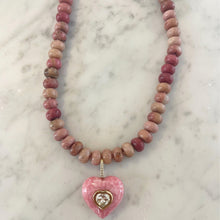 Load image into Gallery viewer, Pink Rhodochrosite Rondelle Bead Necklace
