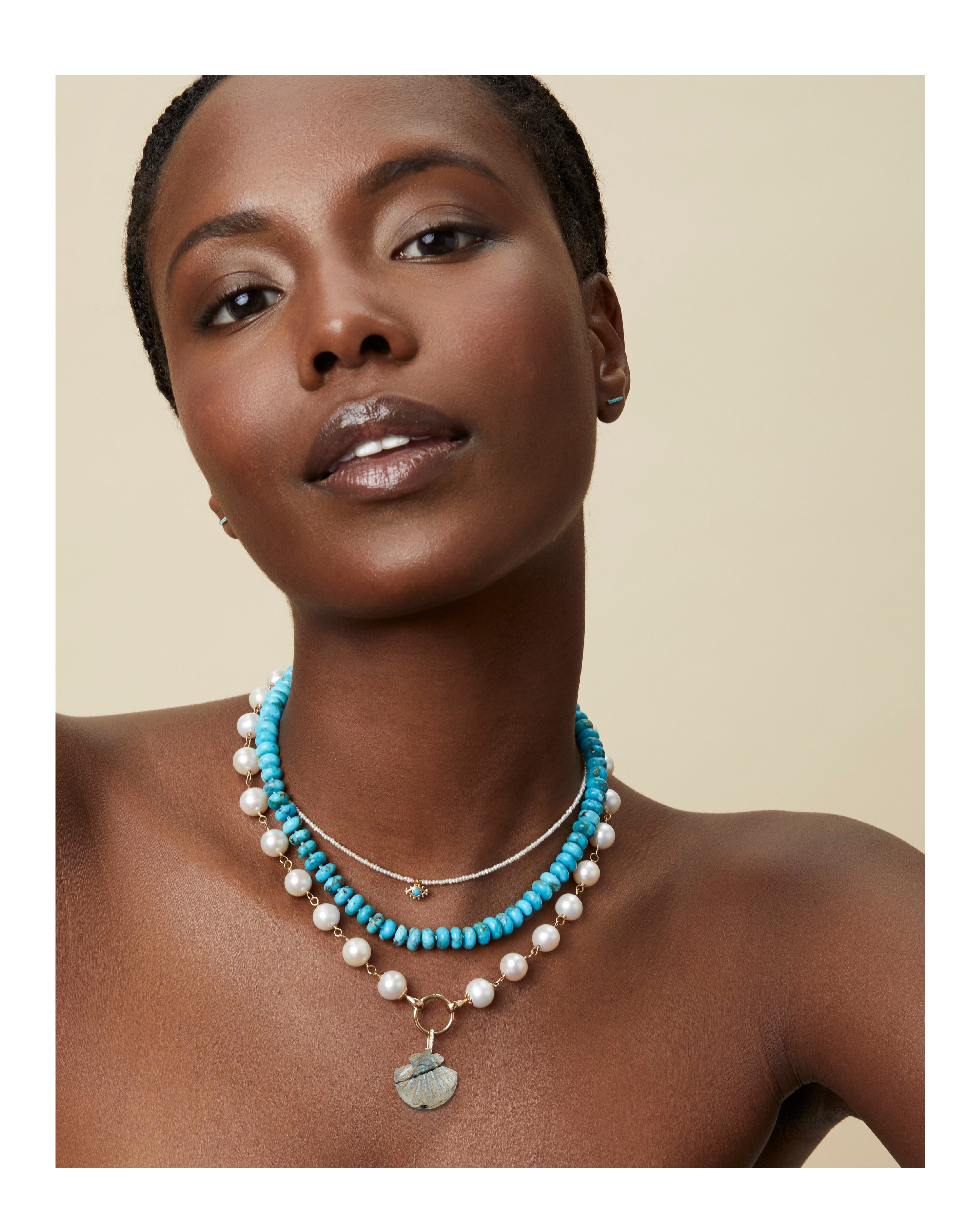 Labradorite Scallop Shell Pendant