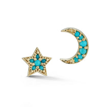 Load image into Gallery viewer, Turquoise Moon and Star Studs