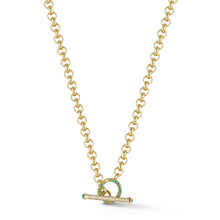 Load image into Gallery viewer, Rolo Chain w/Emerald Charm Lock & Diamond Toggle