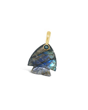 Load image into Gallery viewer, Labradorite Gemstone Fish Pendant with gold bail