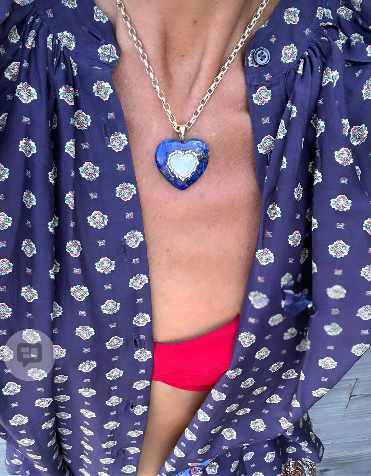 Lapis & Aquamarine Sacred Heart Pendant