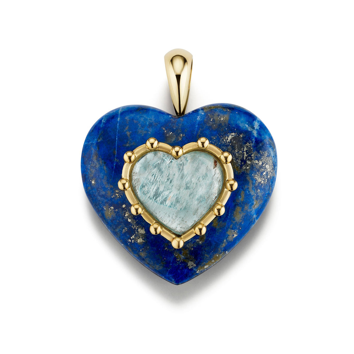 Lapis & Aquamarine Sacred Heart Pendant
