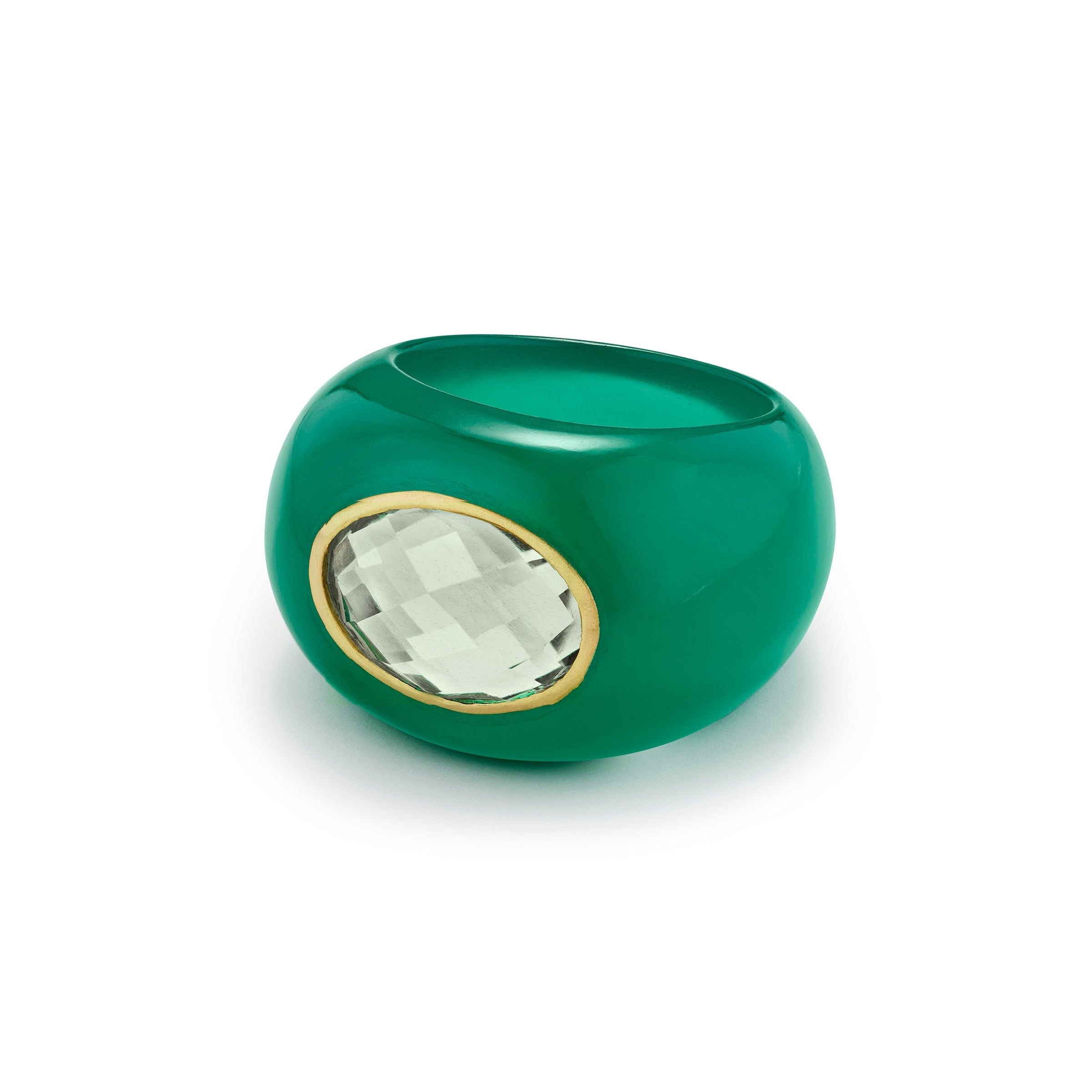 Sculptural Green Onyx/Green Amethyst Stone Ring-angle