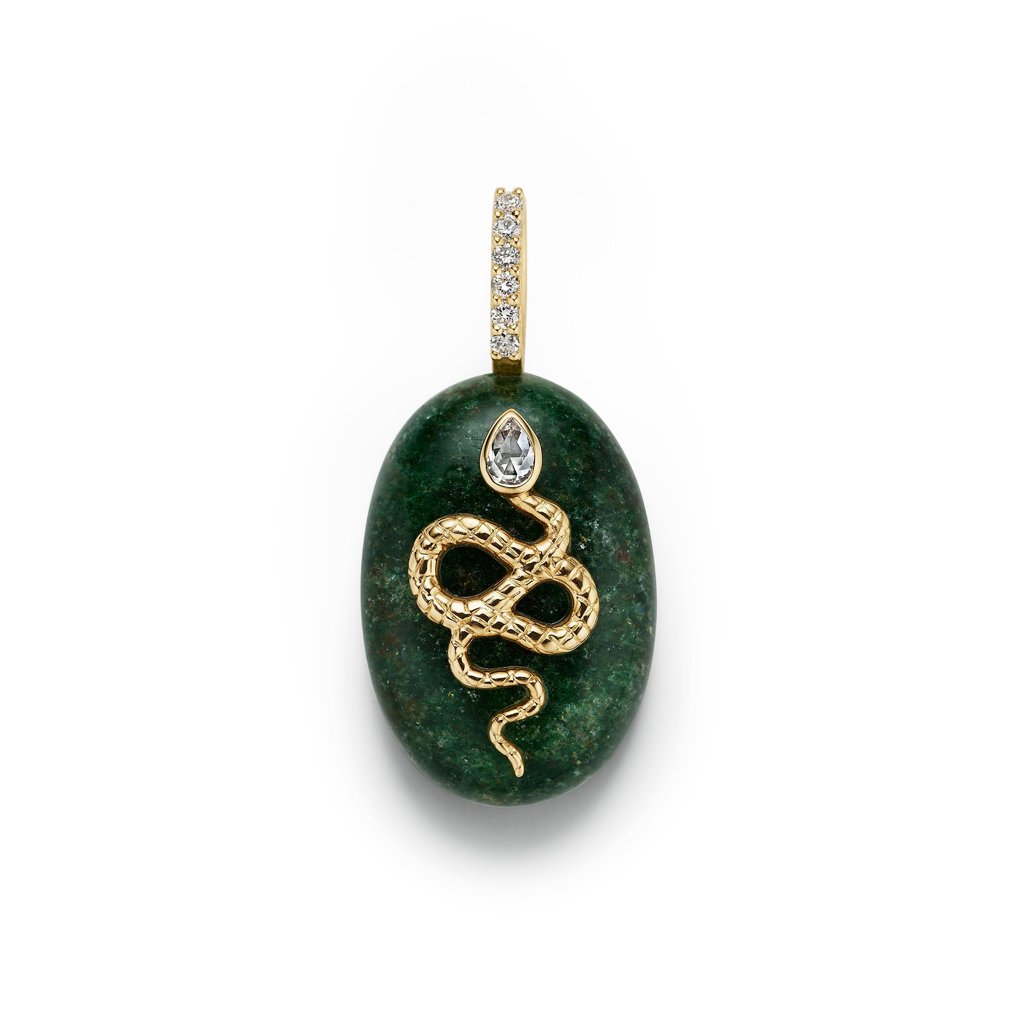 Serpent Cabochon Pendant- Green Aventurine