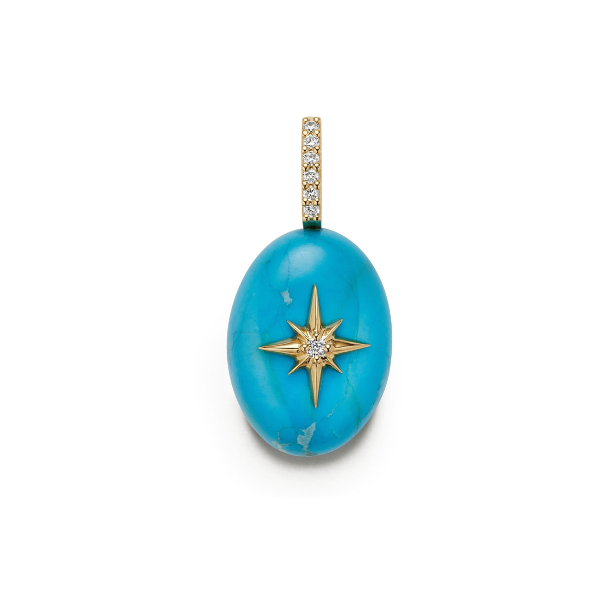 Small Oval Starburst Cabochon Pendant-Turquoise