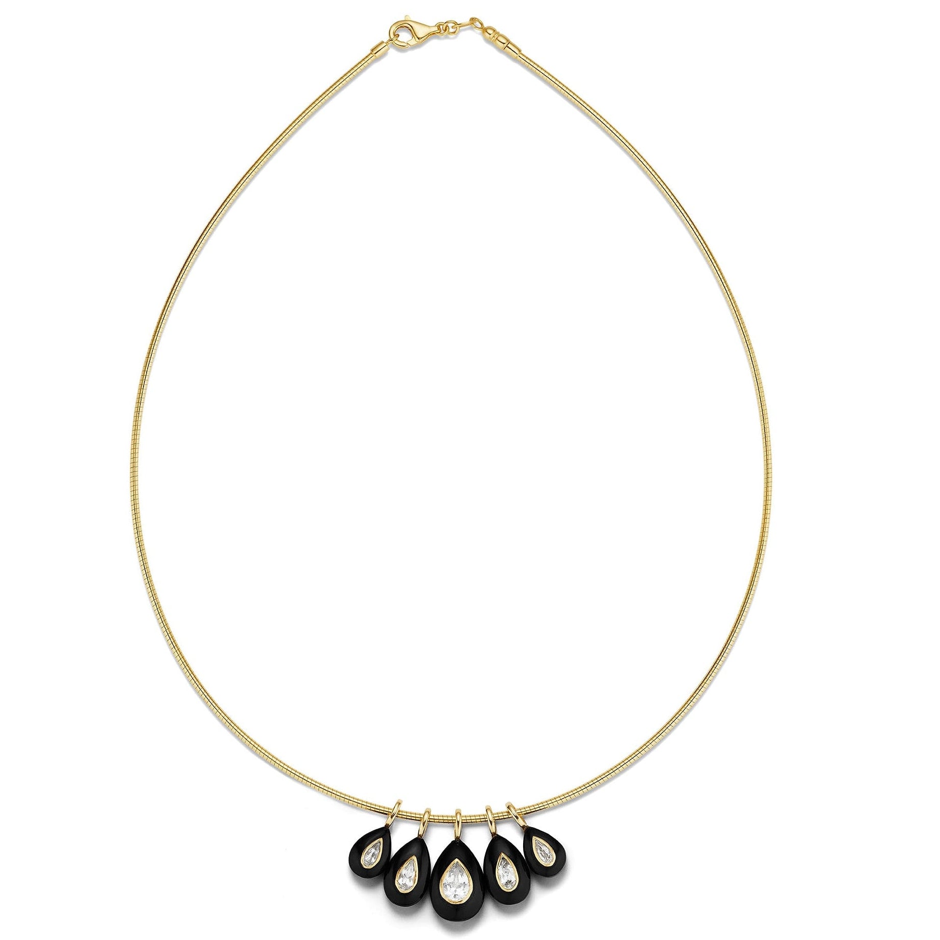 Teardrop Gemstone Bead Necklace- Black Onyx