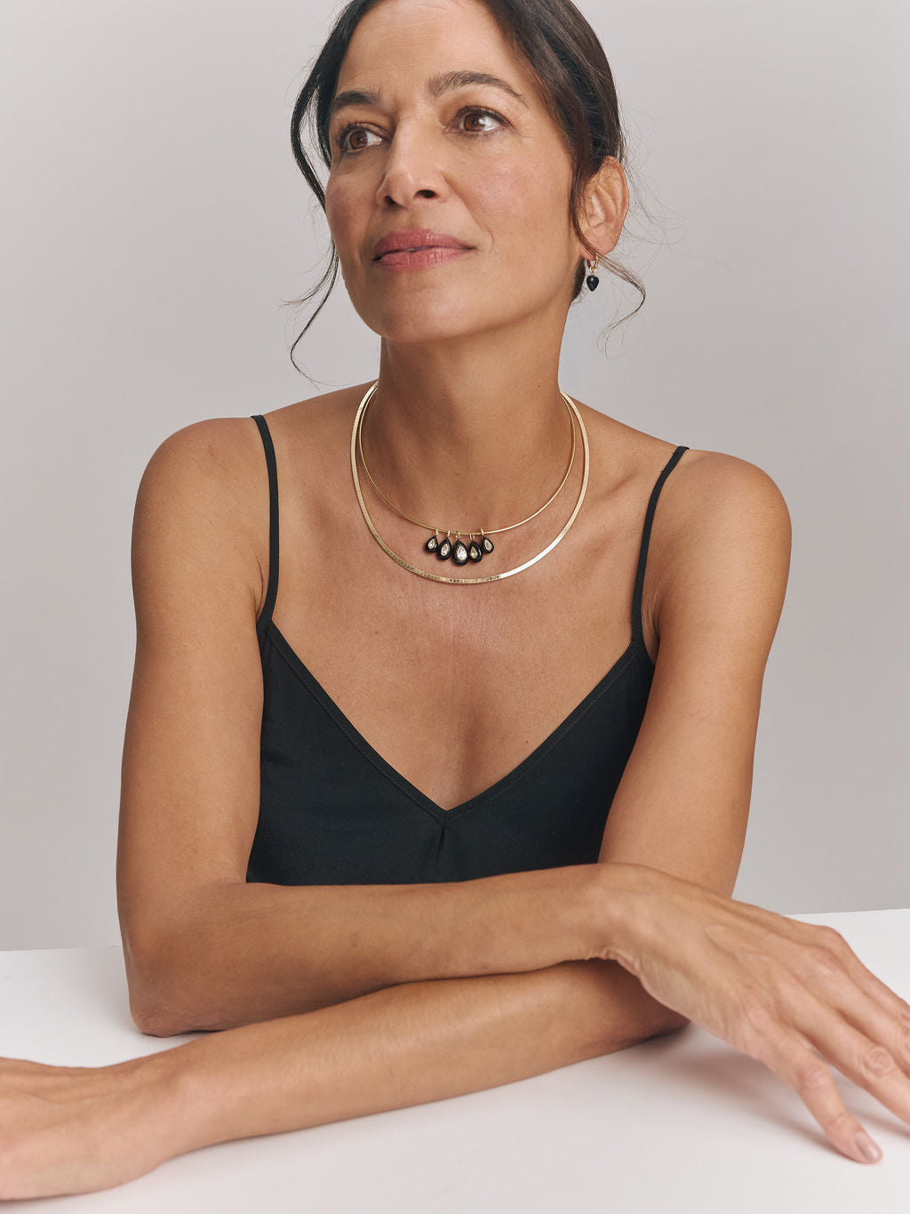 Teardrop Gemstone Bead Necklace-model