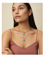 Load image into Gallery viewer, Turquoise Emerald Cut Cabochon Starburst Pendant