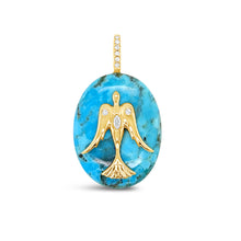 Load image into Gallery viewer, Turquoise Large Oval Cabochon Dove Pendant