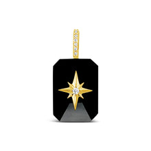 Load image into Gallery viewer, Black Onyx Emerald Cut Cabochon Starburst Pendant