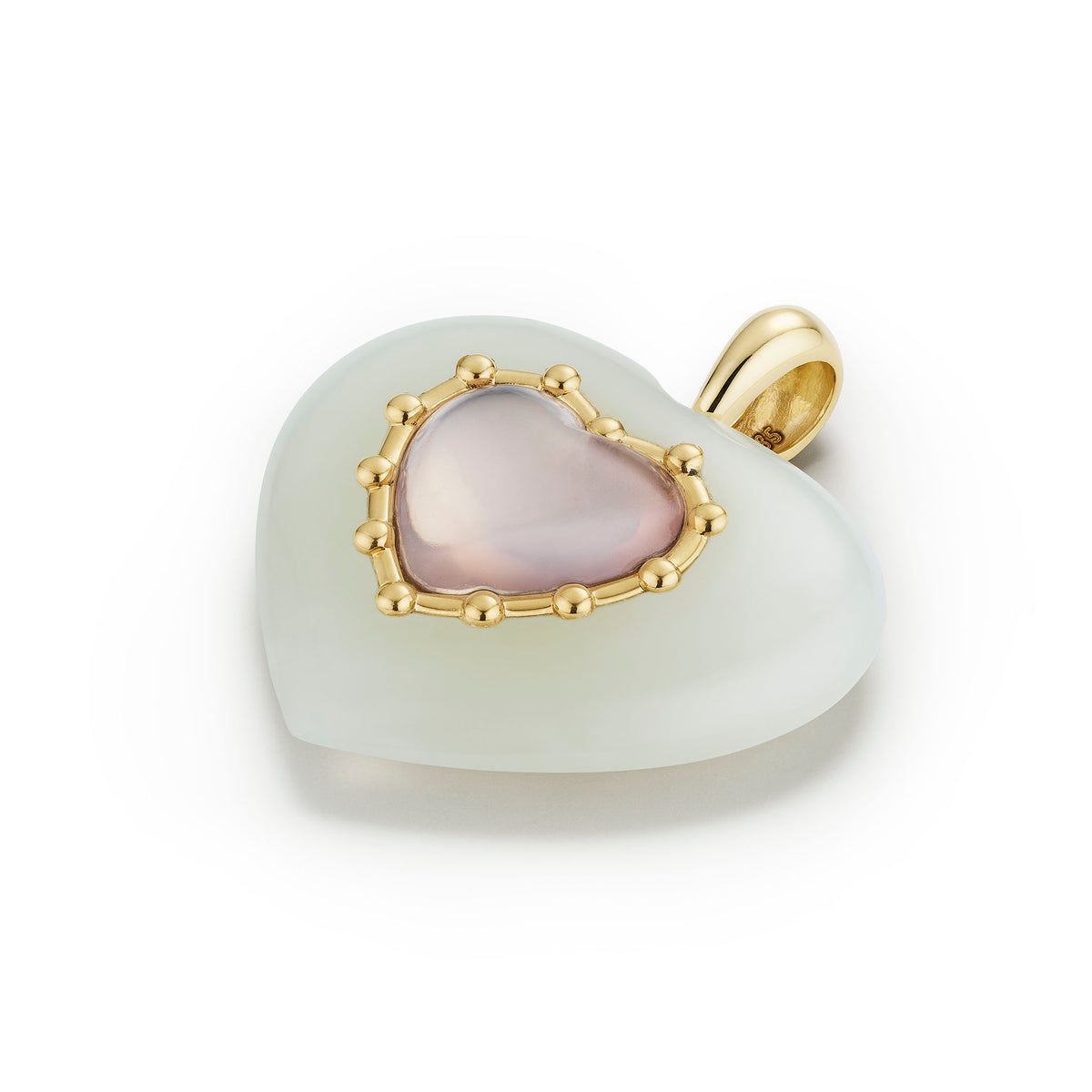 White Onyx & Rose Quartz Sacred Heart Pendant-angle