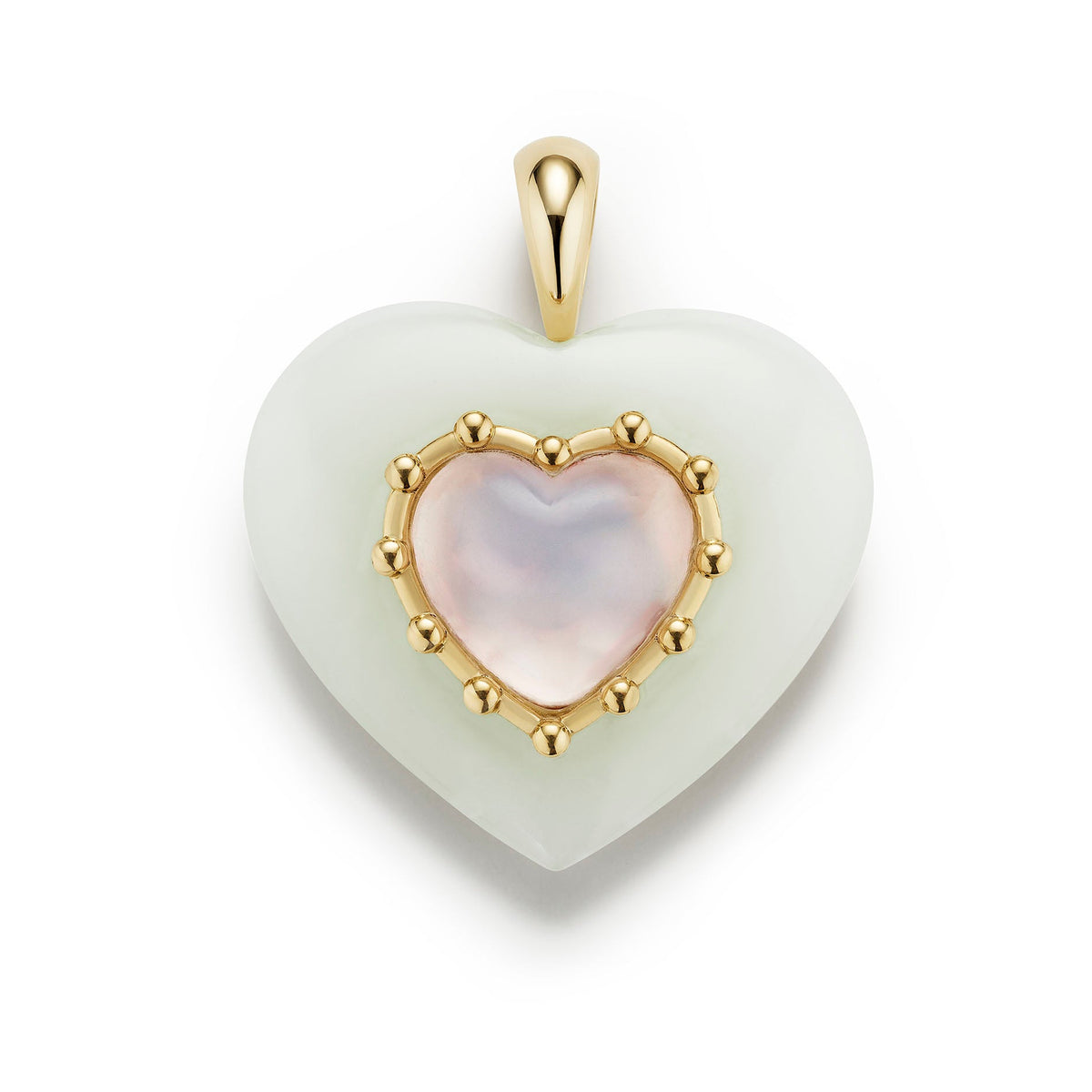 White Onyx & Rose Quartz Sacred Heart Pendant