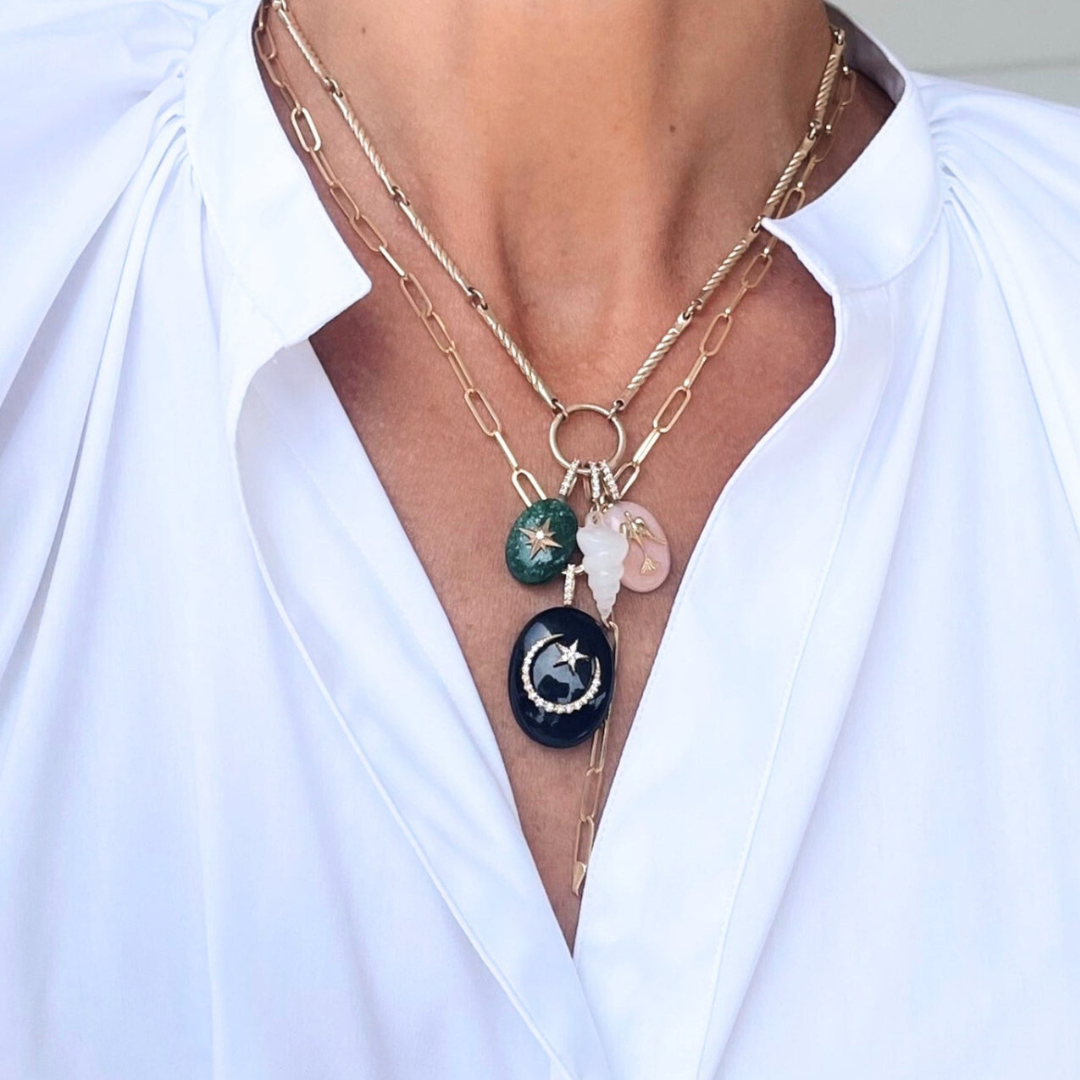 Small Green Aventurine Oval Cabochon Dove Pendant