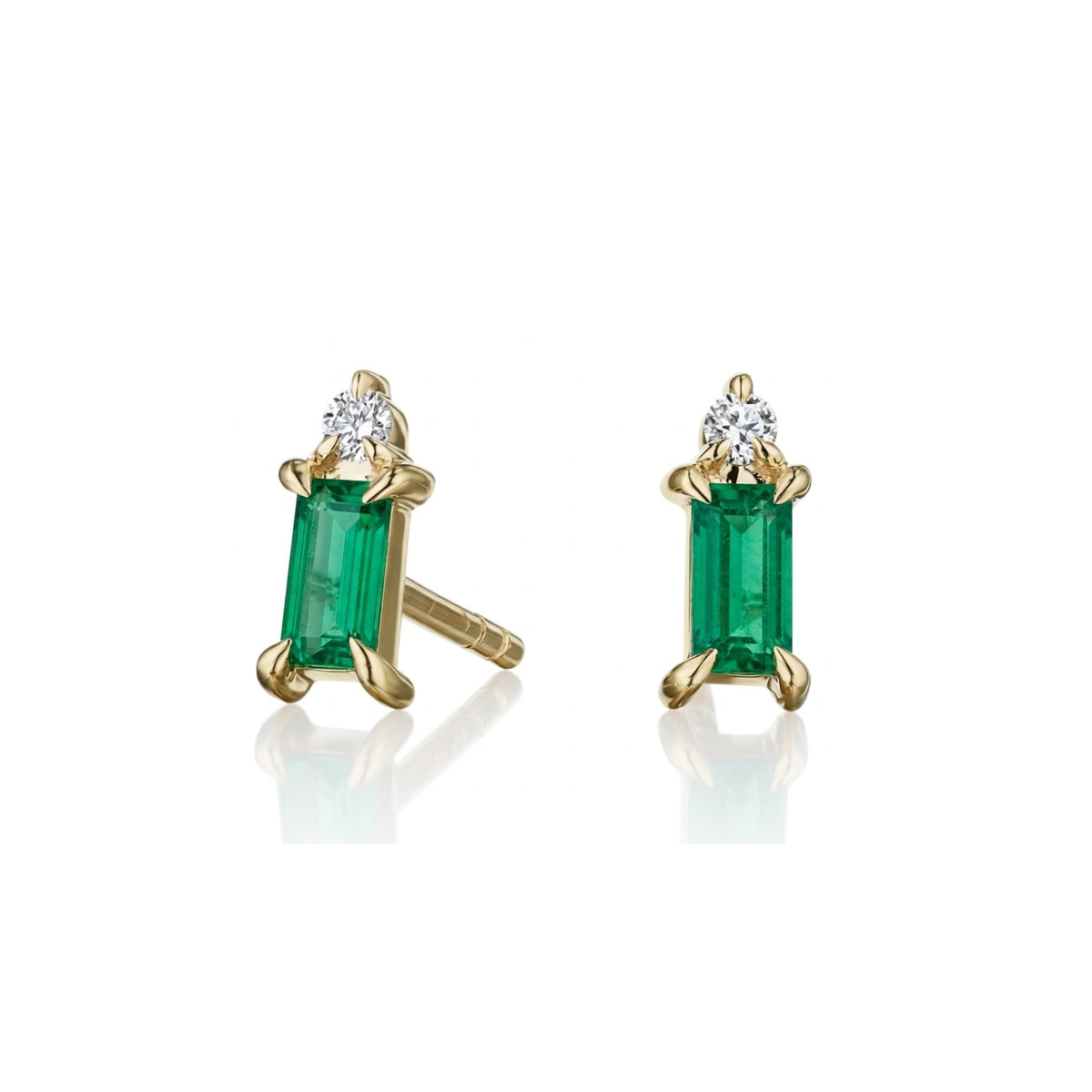 Baguette Studs- Emerald