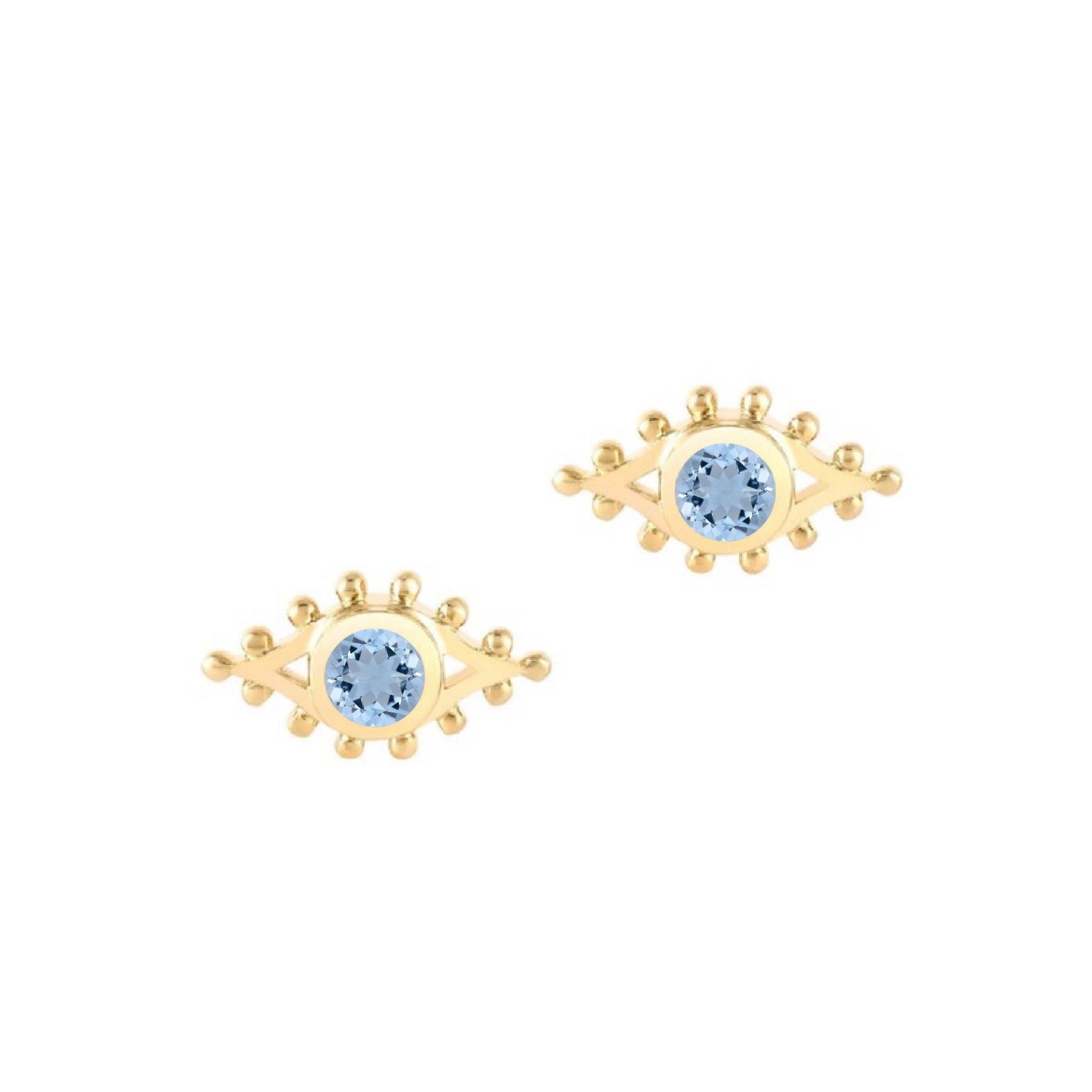 Aquamarine Protection Evil Eye Studs